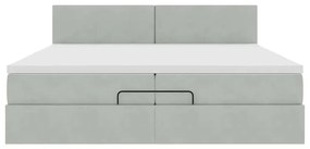 Ottomán ágykeret matraccal világosszürke 200x200 cm bársony