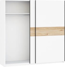BERNO ruhásszekrény, 200 cm | Fehér + hickory tölgy