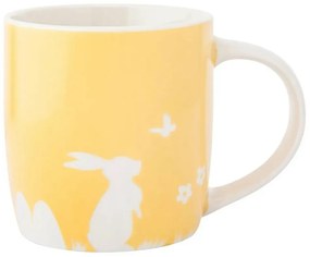 Altom Porcelánový hrnek Zajíc s motýlem, 360 ml,žlutá