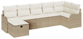 vidaXL Kanapé Szett párnával tárolóval Beige és krém polirattan