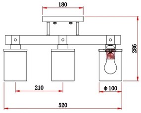 Brilagi - VISTA felületre szerelhető csillár 3xE27/60W/230V tölgy