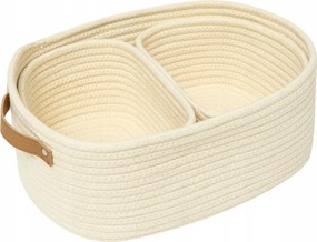 Kozmetikai Kosarak Fürdőszobai Tárolók Fogantyúkkal Krémszínű 3 db