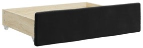 fekete kihúzható bársony heverő fiókkal 90 x 200 cm
