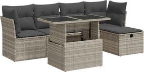 vidaXL 6 részes világosszürke polyrattan kerti ülőgarnitúra párnákkal