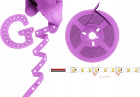 Led szalag 10m 12V 2835 Smd 8W/m S-Shape 6mm Lila Rugalmas