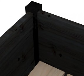 2 db fekete tömör fenyőfa kerti virágtartó 70 x 70 x 70 cm