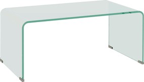 HOMCOM Átlátszó Üveg Kávasztal Téglalap Modern Dizájn Edzett Üveg Biztonságos Kerek Peremmel 80 x 45 x 35 cm | Aosom