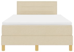 Box Spring ágy matraccal és LED-del, krém színben, 120x200 cm, szövet
