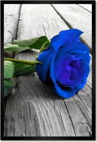 Poszterek keretben 40x60 Kék rózsa a deszkákon