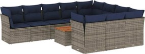 vidaXL 11 részes szürke polyrattan kerti ülőgarnitúra párnákkal