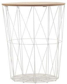 Fém kosaras kisasztal, fehér vázzal - GRILLE