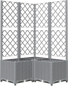 vidaXL világosszürke PP rácsos kerti ültetőláda 80 x 80 x 136 cm