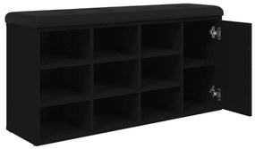 fekete szerelt fa cipőtároló pad 102 x 32 x 50 cm