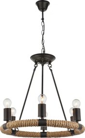 Globo 69029-6 Függeszték metál fekete, kender, ø: 495, H:1260, exkl. 6xE27 40W 230V