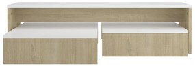 Fehér és sonoma rakásolható dohányzóasztalszett 100x100x26,5 cm