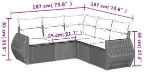 5 részes szürke polyrattan kerti ülőgarnitúra párnákkal