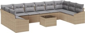 vidaXL Kanapé Szett párnával 11 pcs Bézs polirattan