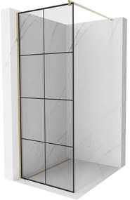 Mexen Kioto zuhanyparaván 80x200 cm 8 mm, arany profil, üveg fekete mintás 1, 800-080-101-01-77
