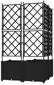 Kertész cserép rácsos változattal 3 pcs Fekete 80 x 80 x 143 cm