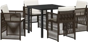 vidaXL Kert étkező szett 5 pcs Barna Porszórt acél
