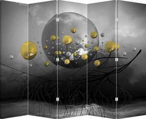 Paraván - Arany absztrakt gömbök (210x170 cm)
