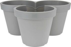 Virágtartó Kaspó Műanyag Tripla Szürke Ø 44 x 20 cm 3 Virághoz