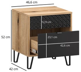 Éjjeliszekrény Botones (evoke tölgy + fekete) . 1116774