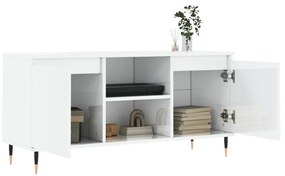 fehér magasfényű szerelt fa TV-szekrény 104x35x50 cm