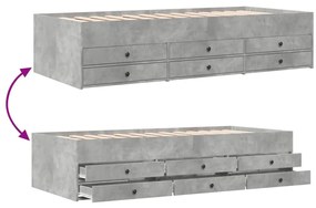 betonszürke kanapéágy fiókkal matrac nélkül 75x190 cm