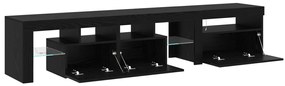 TV szekrények 2 db LED világítással Fekete tölgy Mérnöki fa