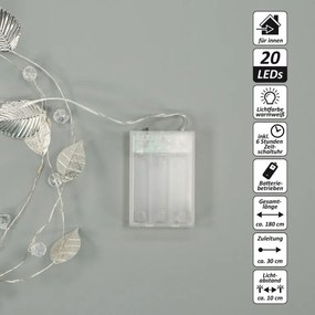 NEXOS Világító gyöngy arany levelek 20 LED meleg fehér 2 db