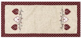Szívecske asztali futó, pöttyös, piros, 40 x 90 cm