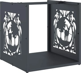 vidaXL antracitszürke hidegen hengerelt acél tűzifatároló 40x40x40 cm