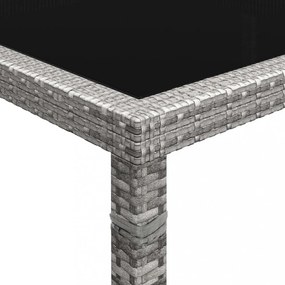 szürke polyrattan kültéri étkezőasztal 200 x 150 x 74 cm