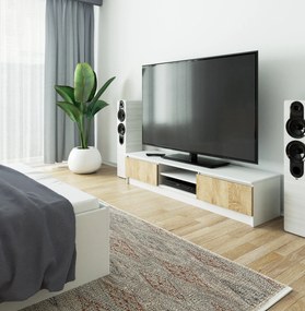 TV asztal Katalina  (fehér + szonoma tölgy). Akció -15%. 1069406
