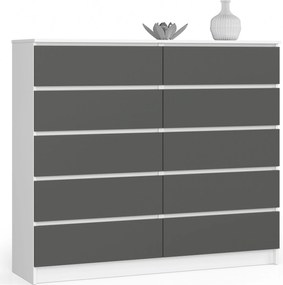 Komód K140 10SZ Clp Pk Fehér Szürke Akd