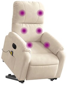 bézs mikroszálas szövet elektromos álló masszázsfotel
