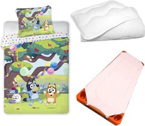 Bluey Cozy Family gyerek, ovis ágyneműhuzat, derékalj és paplan/párna szett 100x135 cm 40x60 cm