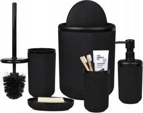 Okyanus Fürdőszobai Kiegészítő Szett Fekete 5 Részes Opa