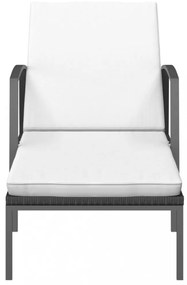 2 db fekete polyrattan napozóágy asztallal