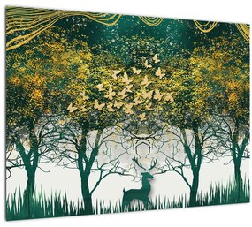 Kép - Szarvas a zöld erdőben (70x50 cm)