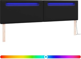 vidaXL LED ágytámla Fekete 200 cm Műbőr