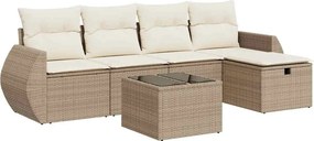 vidaXL 6 részes bézs polyrattan kerti ülőgarnitúra párnával