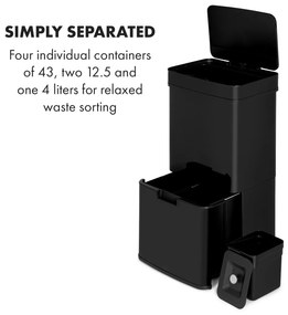 Klarstein Touchless Black Stainless Steel, szemetesláda, érzékelő, 72 l, fekete