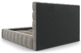 Világosszürke kárpitozott franciaágy tárolóhellyel, ágyráccsal 200x200 cm Bali – Cosmopolitan Design