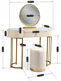 ASHLEY fésülködőasztal bézs/arany