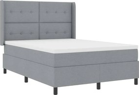 vidaXL LED Box Spring Ágy matracmal Világosszürke 140 x 190 cm szövet