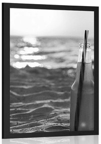 Poszter friss ital a strandon fekete fehérben