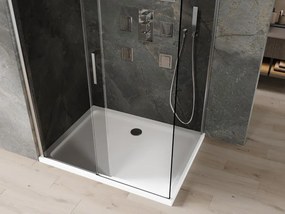 Mexen Omega 100 x 90 cm tolóajtós zuhanykabin, grafit, króm + Flat zuhanytálca, fehér - 825-100-090-01-40-4010