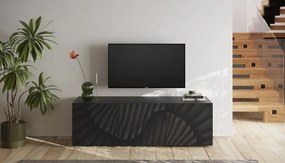 SNAKE háromajtós komód, antracitszürke testet és antracitszürke, díszített mintázatú előlapokkal